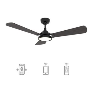 CARRO Ceiling Fan 56" w/ Light + RemoteDimmable LED Plywood Dark Walnut Brown - Picture 1 of 2