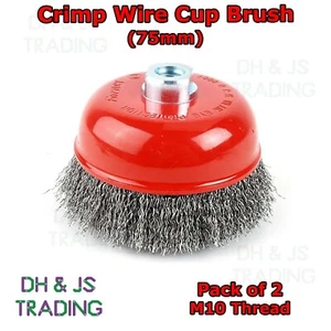 2x Abracs Crimp Wire Cup Brush 75mm - Wheel Crimp Cup Angle Grinder Rotary Steel - Picture 1 of 1