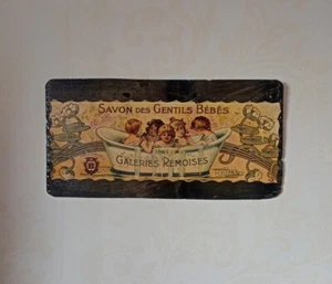 Reims Savon Des Gentils Bebes Bathroom Sign Bathing Beauty Welsh Slate Flint - Picture 1 of 11