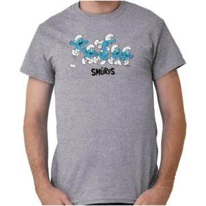 Smurfs Blue Guys Cartoon Retro Squad Goals Womens or Mens Crewneck T Shirt Tee - Picture 1 of 10