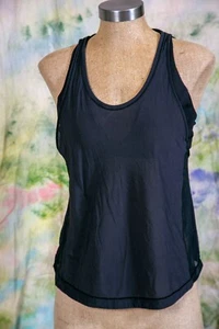 Lululemon Athletica Trinity Damen-Tanktop transparent schwarz hinten offen Yoga Größe 6 - Bild 1 von 7