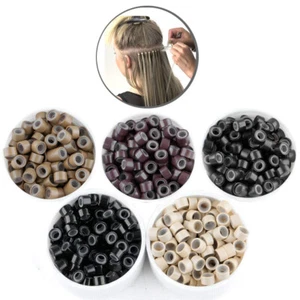 Micro anillos forrados de silicona cuentas de eslabones cuentas forradas de 5 mm para herramientas de extensión de cabello - Imagen 1 de 15