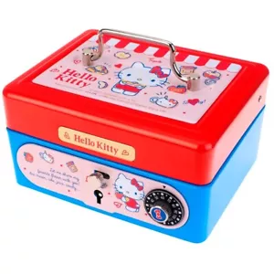 Hello Kitty Cash Bank Kids Saving Money Tin Coin Box Piggy Safe Storage Case - Picture 1 of 4