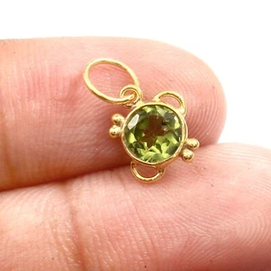 Peridot Gold Charm -18k Solid Gold Handmade charm Pendant for Necklace R0054 - Picture 1 of 2