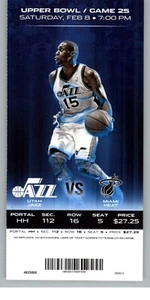 Miami Heat vs Utah Jazz 2/8/2014 Full Ticket - Derrick Favors . - Picture 1 of 2