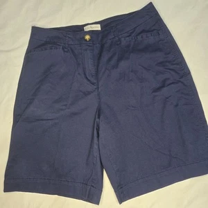 Kim Rogers Bermuda Shorts Women’s Size 10 Navy 9" Inseam Pockets Stretch - Picture 1 of 9