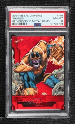 2024 Skybox Marvel Metal Universe Avengers High Series PMG Red /100 Thanos PSA 8 - Image 1 of 3