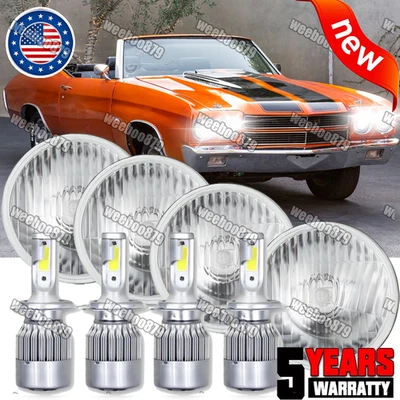 4X 5.75" 5-3/4 6000K faros LED haz alto bajo para Chevy Chevelle 1964-1970 A++ Foto 1 de 4