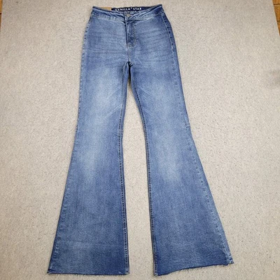 Jeans acampanados de tiro alto Vanilla Star para mujer 5 azules occidentales 26x32 dobladillo crudo NUEVO Foto 1 de 4