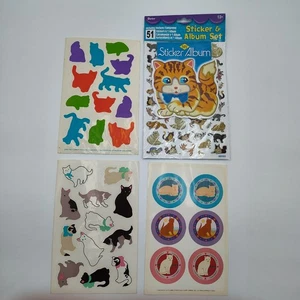 Vintage 80er Katze Stickerbögen & kleines Stickeralbum Scrapbooking Basteln  - Bild 1 von 7