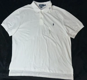 Neu mit Etikett Polo Ralph Lauren Herren weißes kurzärmliges Poloshirt Größe 2XB blau Pony 104 - Bild 1 von 7