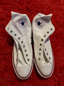 Top alto Converse All Star blanco EE. UU. para hombre 8/10 para mujer usado-sin cordones - Imagen 1 de 8