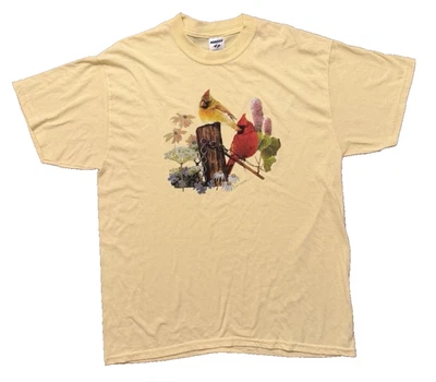 Camiseta Vintage Jerzees Bird Nature Talla Grande Amarillo Granola Flores *Nota Foto 1 de 4