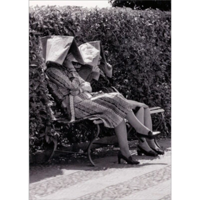 Women Shaded by Newspaper Black and White Photo Funny / Humorous Friendship Card - Image 1 of 2