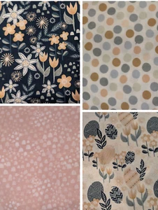 Crafts Fabrics Easter Eggs Fuzzy Spring Floral Mushrooms Dots 100% Cotton Fabric - Picture 1 of 10