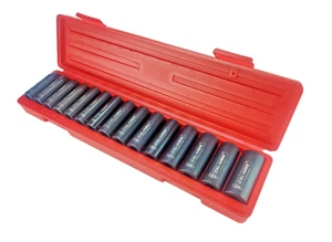 15-PC. 1/2" DR. DEEP IMPACT CR-V Chrome Vanadium SOCKET SET METRIC 10-24MM 6PTS - Bild 1 von 5