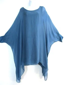 Lagenlook Ladies 100% Silk Kaftan style Lined Top 15 Colours One Size:Plus - Picture 1 of 61