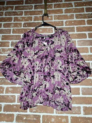 Blusa Top Cato Plus Ropa Deportiva Púrpura Floral Para Mujer Manga Corta 18/20W Foto 1 de 4