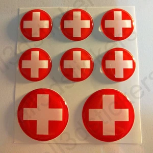 Stickers Switzerland Gel Domed Resin 3D Flags Switzerland Vinyl Sticker Decals - Picture 1 of 2