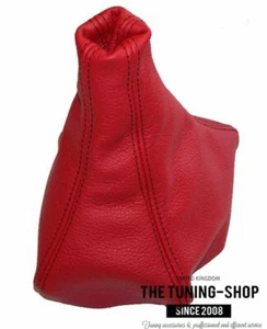 FITS 1990-2000 MITSUBISHI GTO 3000GT 1990-2001 GEAR BOOT RED LEATHER BLACK ST - Picture 1 of 4