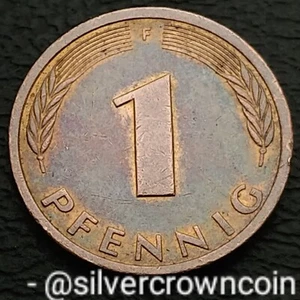 Germany West 1 Pfennig 1981 F. KM#105. One Cent coin. Stuttgart Mint.  Oak Leaf. - Picture 1 of 7