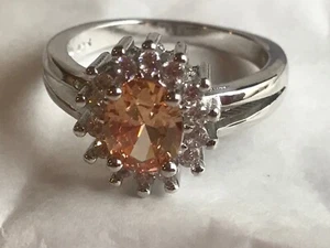 New 925 silver plated yellow solitaire with accents ring! Size 7! - Picture 1 of 6