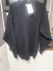Mens Blue knitted jumper Sweater XL nwt Vintage British Store C&A Chunky Knit - Picture 1 of 13