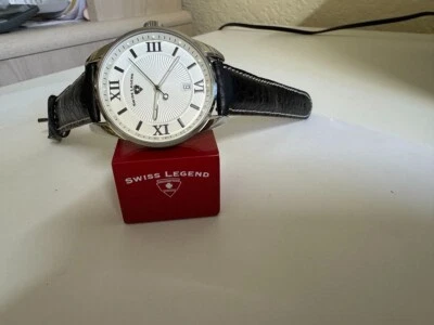 Reloj Hombre Swiss Legend Bellezza Fecha a 6 Genuino Negro Correa Caimán 42mm Foto 1 de 4