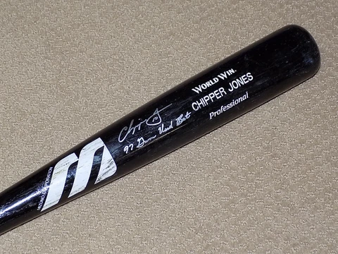 Chipper Jones Game Used Signed Bat Atlanta Braves HOF PSA GU 9 Cover