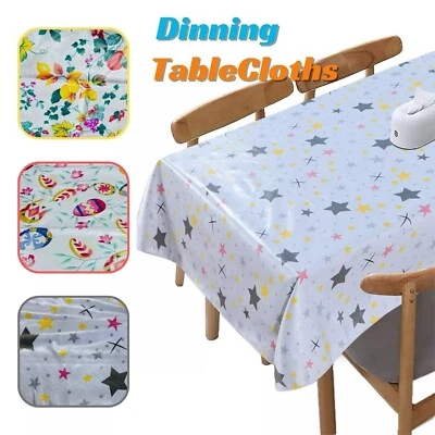 Wipeable Table Cloths Wipe Clean Rectangular Fabric and PVC Table Protector - Image 1 of 4