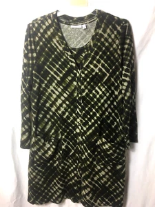 Susan Graver bedruckter Fleecepullover Strick Staubtuch Tank Set Größe XL grün B3*R - Bild 1 von 10