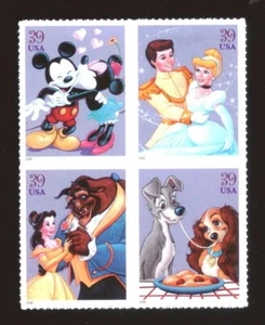 US - Block of 4 - Sc #4025-28 - Disney Romance - MNH - Picture 1 of 1
