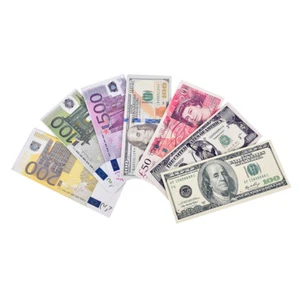 Chic Unisex Currency Notes Pattern Pound Dollar Euro Purse Wallet 3C - Picture 1 of 19