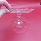 Pedestal Cakestand Childs Cupcake Jewelry Tray Clear Glass Floral Leaf Scroll...