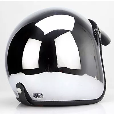 Casco de motocicleta DOT 3/4 cara abierta cromado plateado crucero scooter jet casco Foto 1 de 4