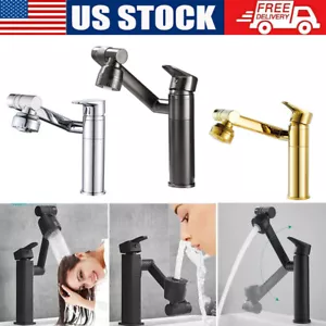 360° Swivel Kitchen Bathroom Faucet Pull Out Sprayer Single Handle Mixer Tap New - Picture 1 of 13