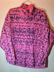 Vintage 90s Aop Panhandle Slim Shirt Mens XL Pink Save By The Bell Style - Picture 1 of 12