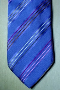 Charles Tyrwhitt blaue schmale italienische Seidenkrawatte mit mehreren Streifen. 3 1/2" x 60" - Bild 1 von 3