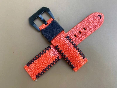 Orange Stingray Leather Watch Strap Band, Size 18 19mm 20mm 21mm 22mm 24mm 26mm - Image 1 of 4