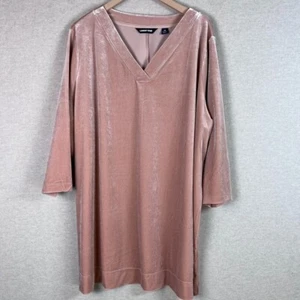 Lands End Damen Rosa Velour Tunika Top Größe 3X V-Ausschnitt Stretch Samt Schimmer - Bild 1 von 8
