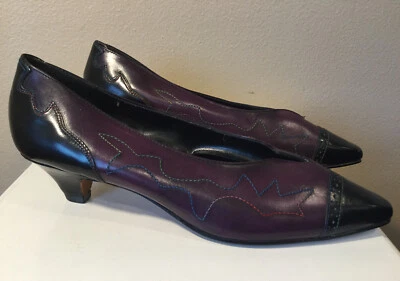 Women’s Rush Hour Express Shoes Pumps Vintage Leather Purple Black Size 9 B - Image 1 of 4