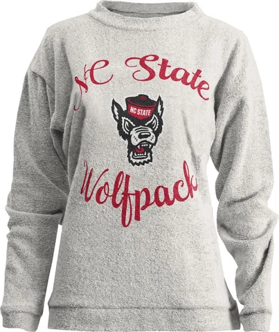 Womens NCSU NC State Wolfpack Sweatshirt Comfy Terry L/S Crew Cover