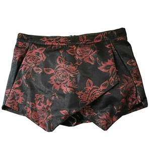 Falda Falda Missguided Mujer Talla 12 Negra Rosas Rojas Sobre Brillante Estilo - Imagen 1 de 6