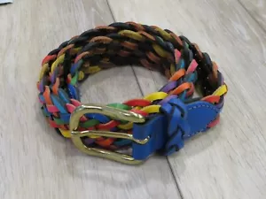 CAPEZIA ARGENTIN MULTI-COLOR GENUINE LEATHER WOVEN BELT SZ SM #445 - Picture 1 of 5