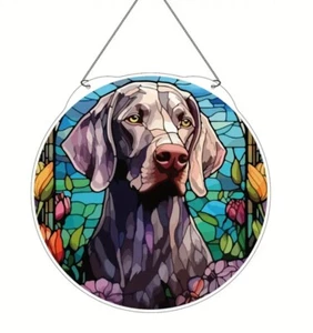 NEW 6” Weimaraner Dog Suncatcher. Beautiful Colorful Piece With Hanger. NEW!! - Picture 1 of 7
