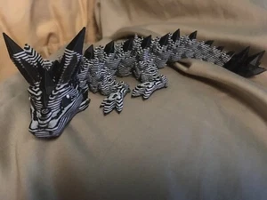 Monochromatic Crystal Baby Dragon Articulated 7" 3D Printed SuperCool Fidget Toy - Picture 1 of 2