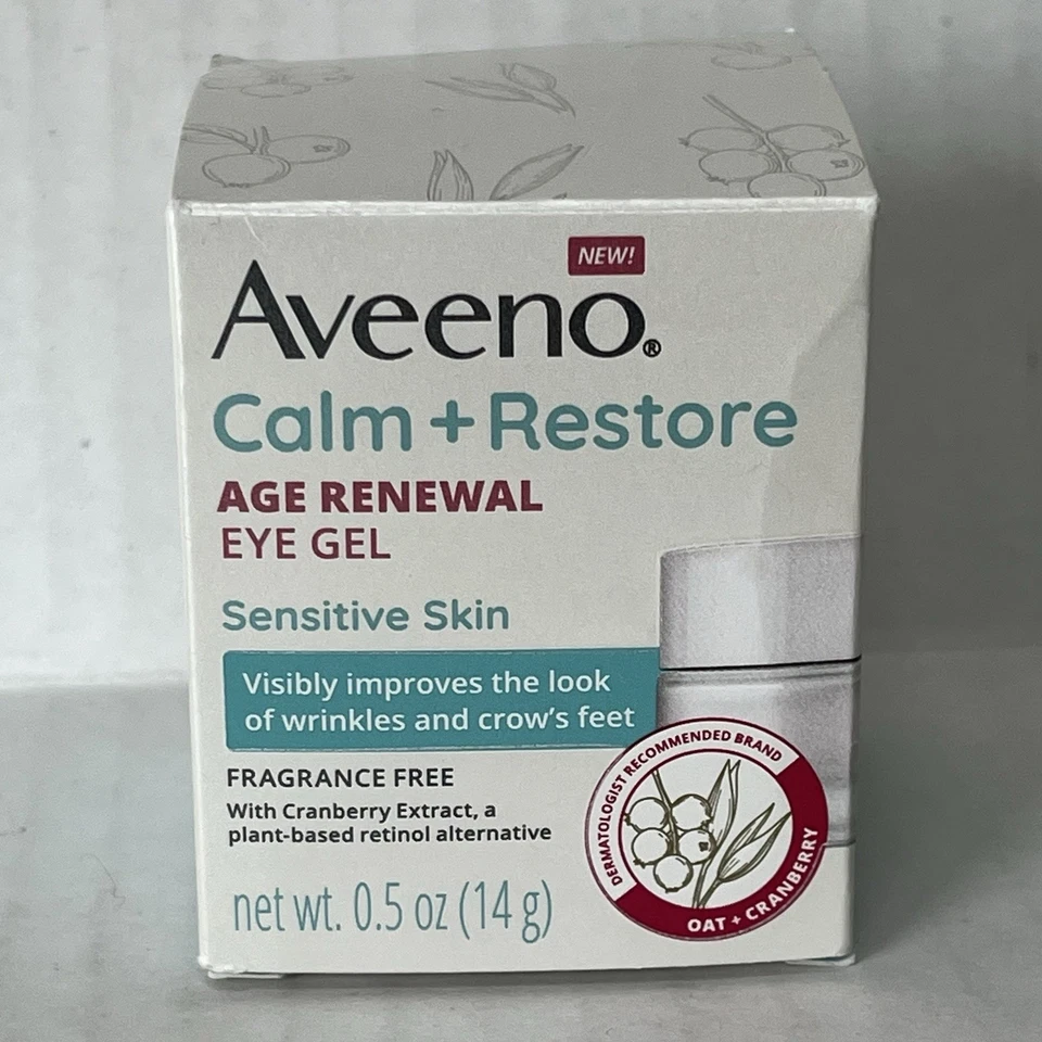 5X Aveeno Calm Restore Age Renewal Eye Gel For Sensitive Skin 0.5oz/14ml