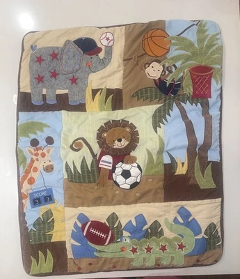 Детское одеяло для детской кроватки с ягнятами и плющом стеганое одеяло со спортивными животными - Изображение 1 из 4
