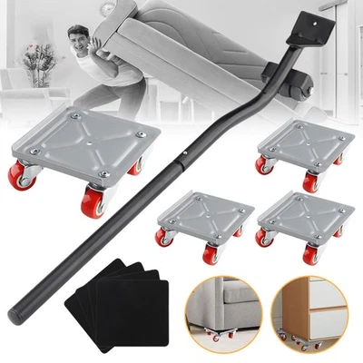 Möbel Transportrollen Drehbar Möbelrollen mit Brechstange Möbelheber Umzughelfer - Bild 1 von 4