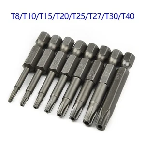 Bit Silver T8/T10/T15/T20/T25/T27/T30/T40 1/4 Hex Shank 8 Pcs Five-point - Picture 1 of 12